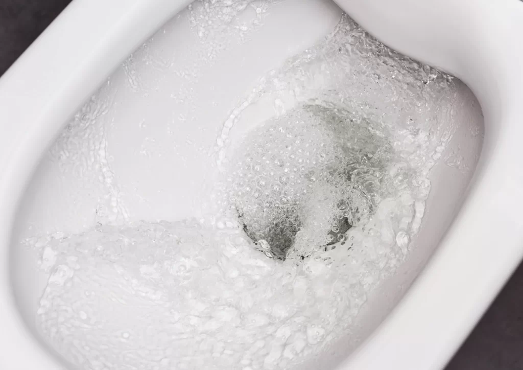 lose-up of a toilet running nonstop after flush, plumbing tips and repair by Trade Pro Plumbing